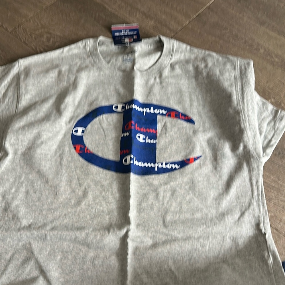 Mens champion Tshirt. Size medium grey and blue